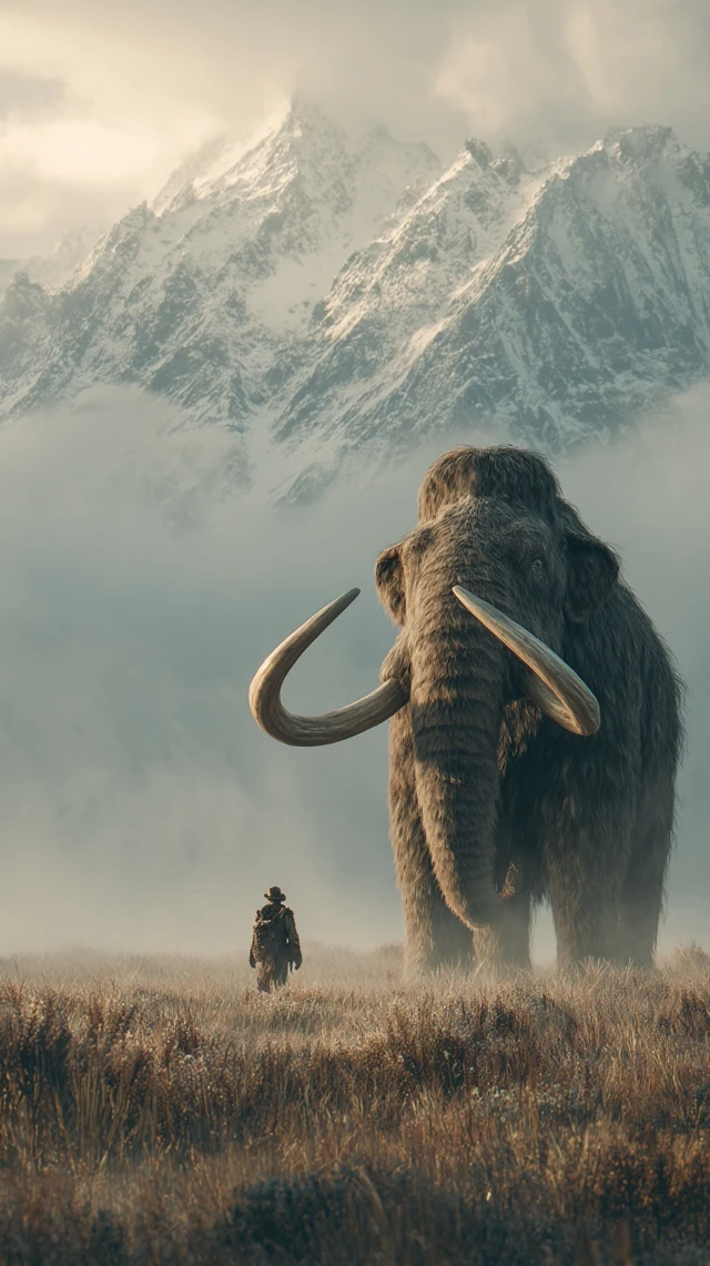 Woolly Mammoth in the Mountains Encounter Illustration
