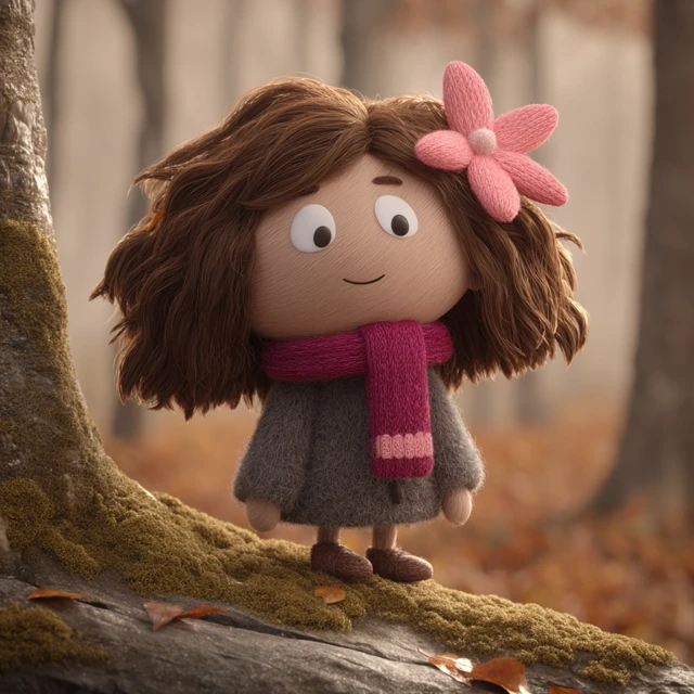 Handmade Miniature Girl in Fairy Forest 3D Render