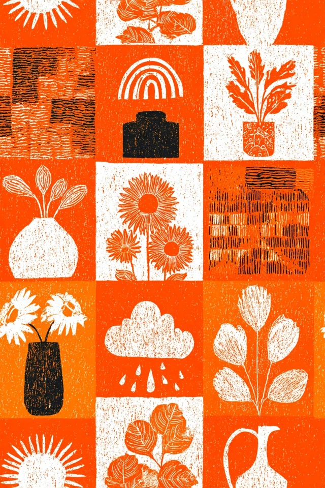 Matisse Inspired Art Colorful Floral Pattern