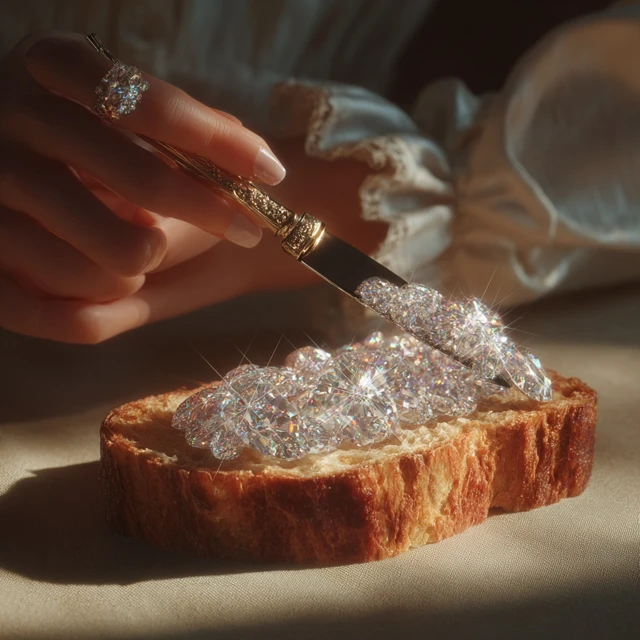 Diamonds on Bread Surreal Luxury Photorealistic