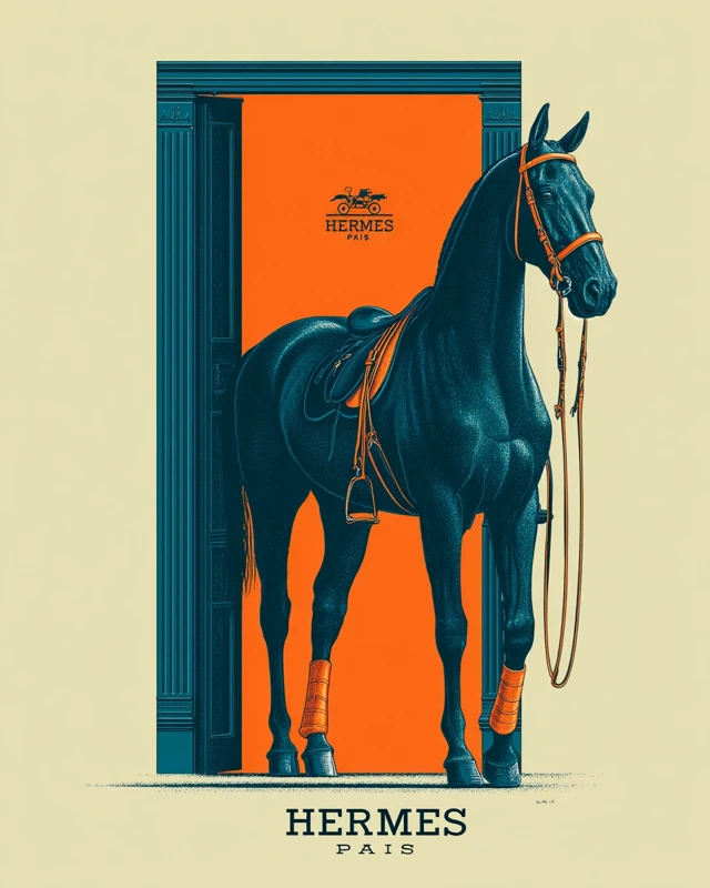 Hermes Horse Advertisement Minimalist Graphic Illustration