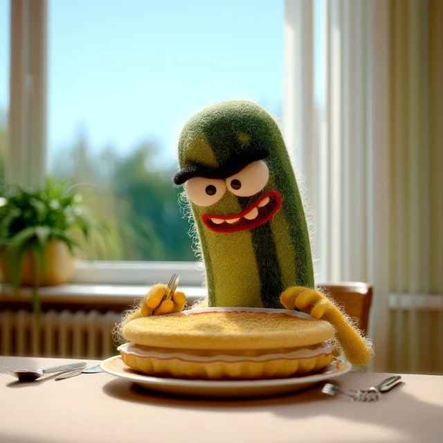 Cartoon Cucumber with Pancake Lunch