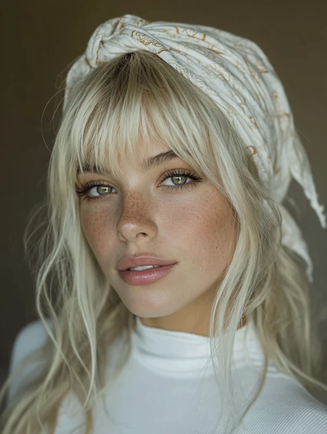 Beautiful Woman with Blonde Hair and Makeup