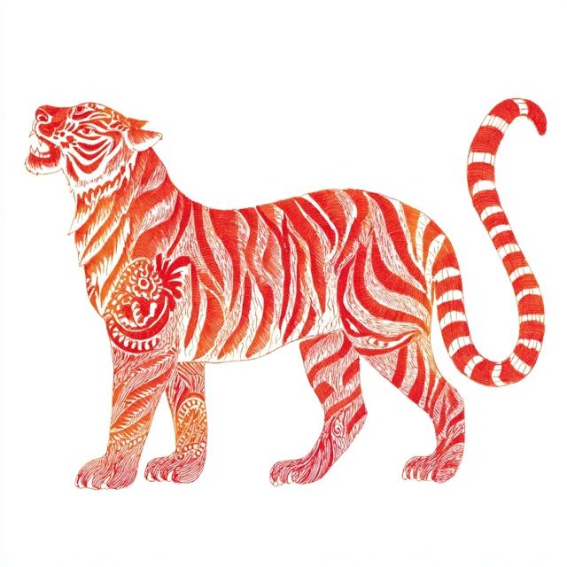 Year of the Tiger Felt Tip Pen Drawing