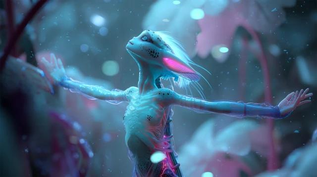 Alien Princess in Floating Forest Surreal Fantasy