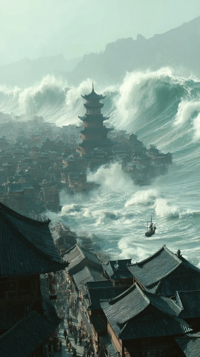 Chinese Horror City Drowned by a Giant Wave