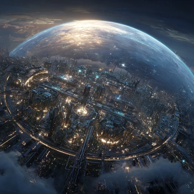 Futuristic Planet with Advanced Technology