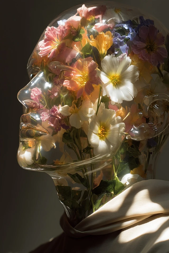 Floral Resin Face Artistic Portrait