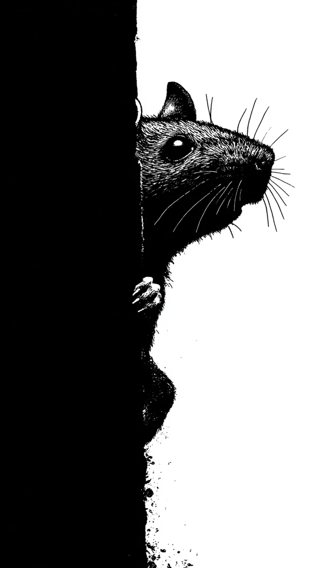 Black Silhouette Rat Head Illustration