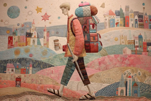 Camino De Santiago Folk Art Pilgrimage Illustration