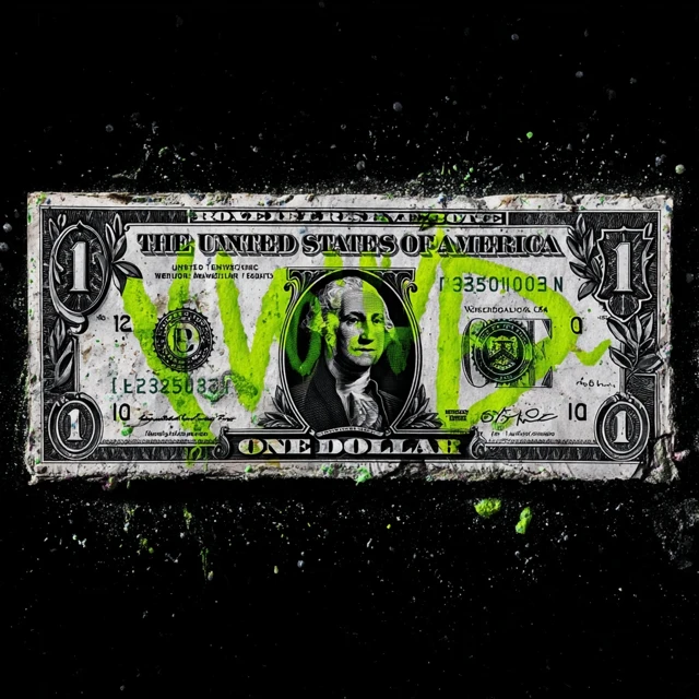 Dollar Bill Graffiti Art Work Hard X