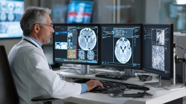 Doctor Analyzing Medical Scans CT MRI