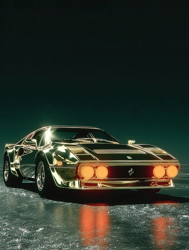 Golden Muscle Car Photographic Artwork