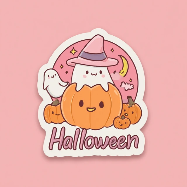 Cute Halloween Sticker Pumpkin Ghost