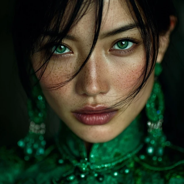 Chinese Woman with Emerald Eyes