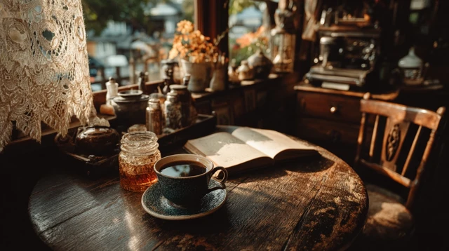 Retro Japanese Coffee Shop Cozy Interior