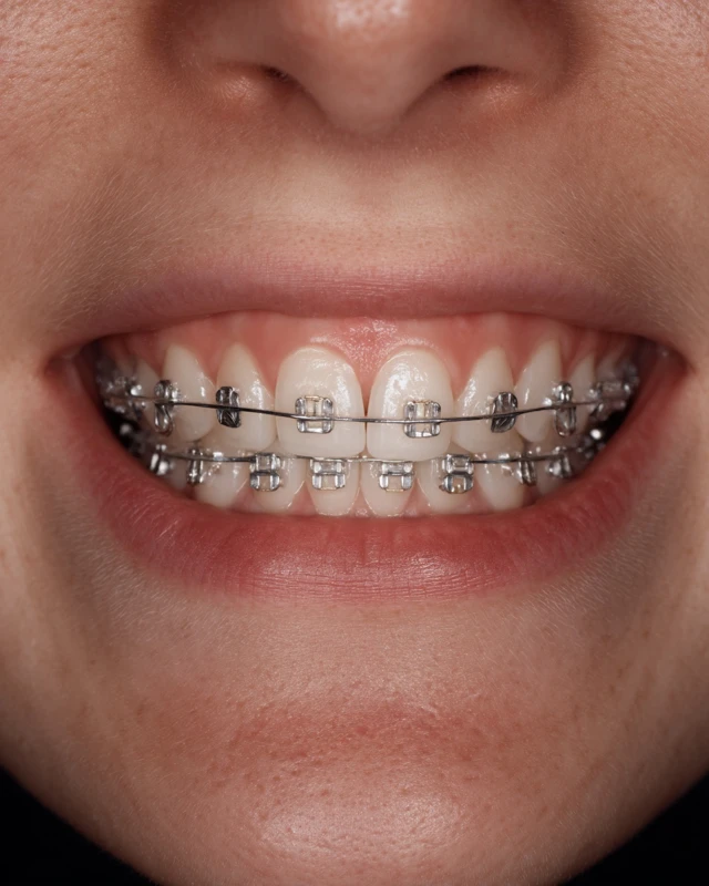 Japanese Woman with Braces Photorealistic Dental Photo