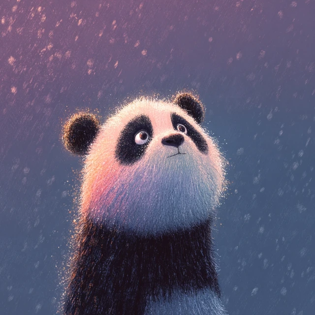 Panda in Straw Hat Painting