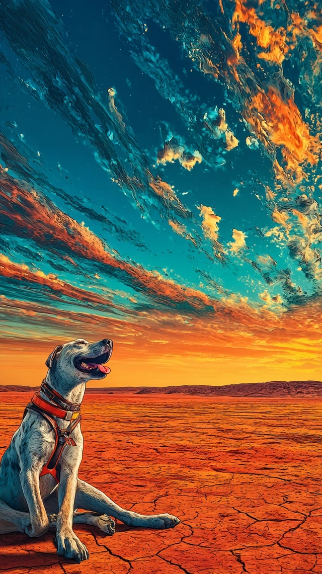 Dog on Mars Happy and Having Fun