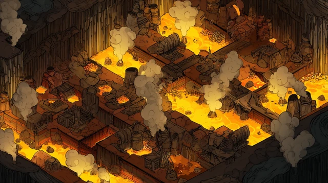 Isometric DND Battle Map Underground Cavern