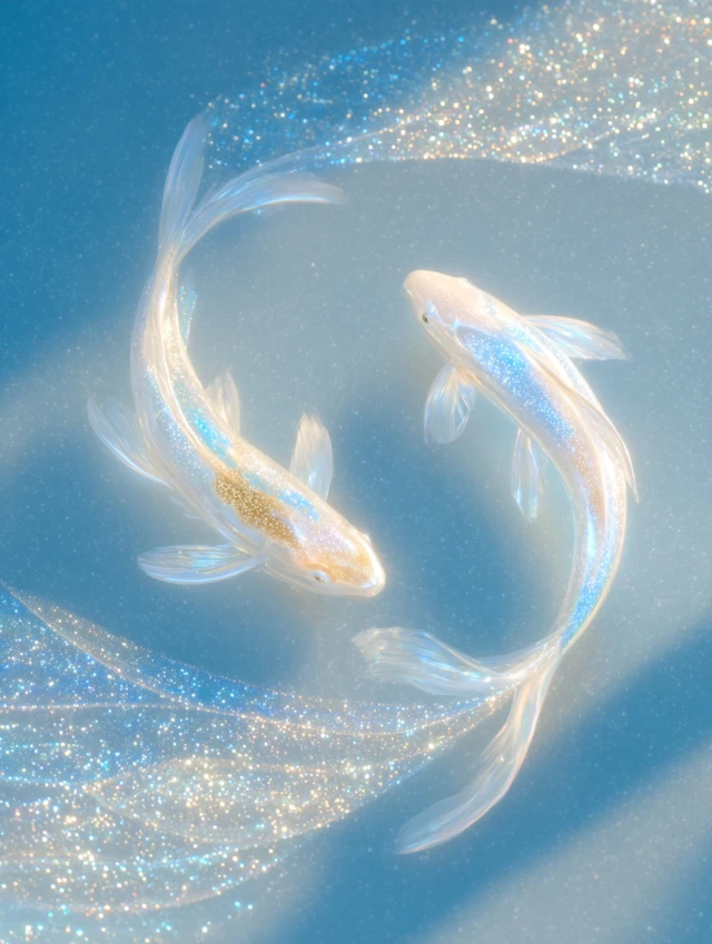 Dreamy Koi Fish Swimming in Glowing Dust