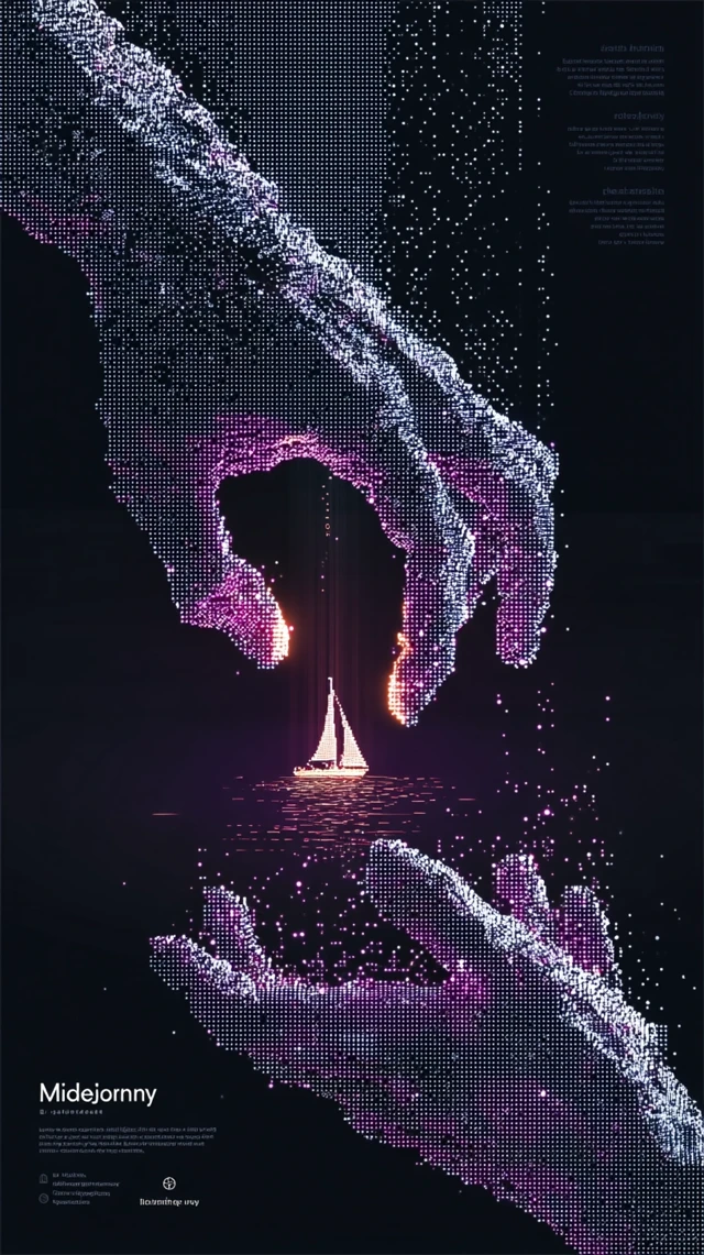 Pixel Art Hands Creation Cyberpunk Midjourney Logo