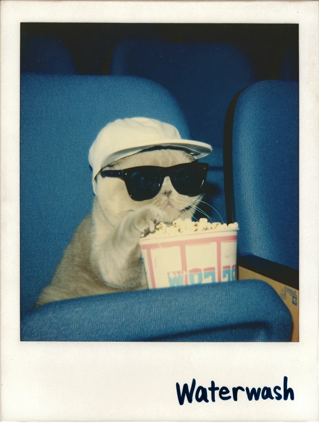 Retro Cat at the Movies: 80s Polaroid