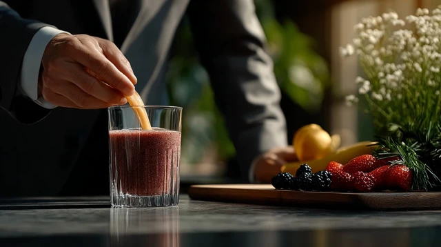 Fruit Smoothie Recipe in a Sunlit Kitchen