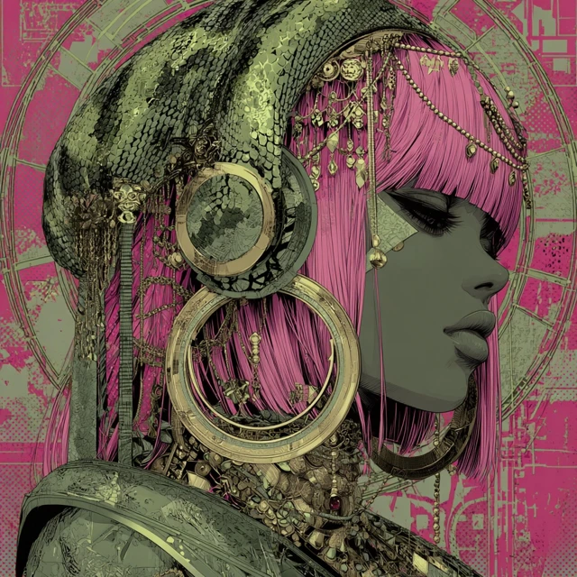 Anime Woman Olive Skin Pink Hair Futuristic