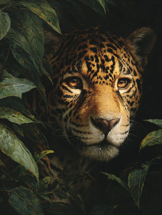 Jaguar Portrait Detailed Painting