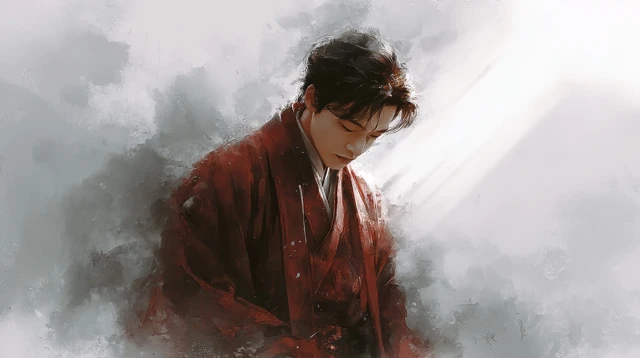 Elegant Young Man in Han Dynasty Robe Painting