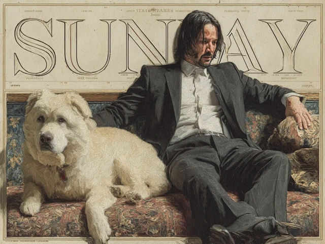 John Wick and Dog Calm Vintage Painting