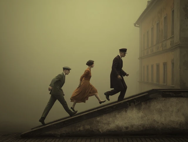 Surreal Dreamlike Ascent 1940s Photorealistic Art