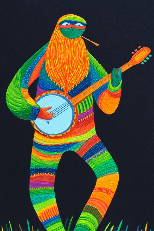 Folk Music Superhero Banjo and Harmonica