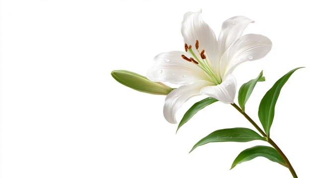 White Lily Flower on White Background