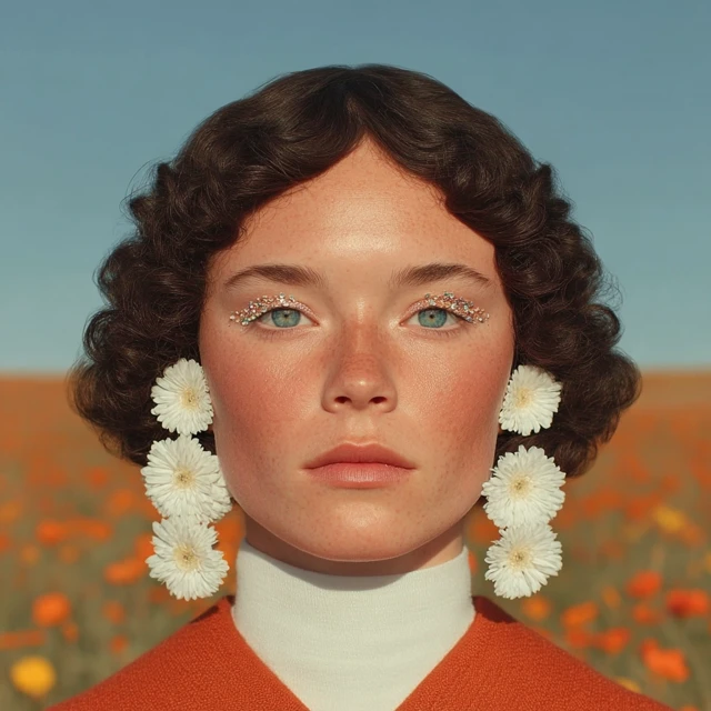 Bohemian Bridal Model in Flower Field