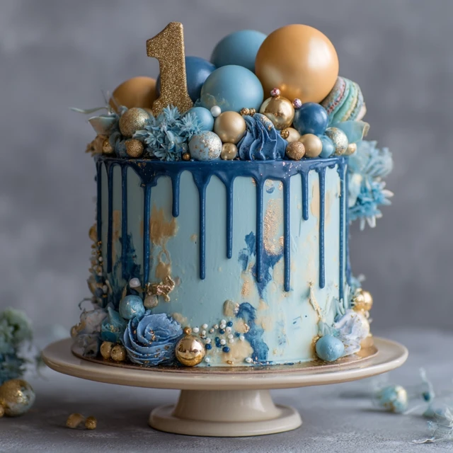 Birthday Cake with Blue Icing For a Man