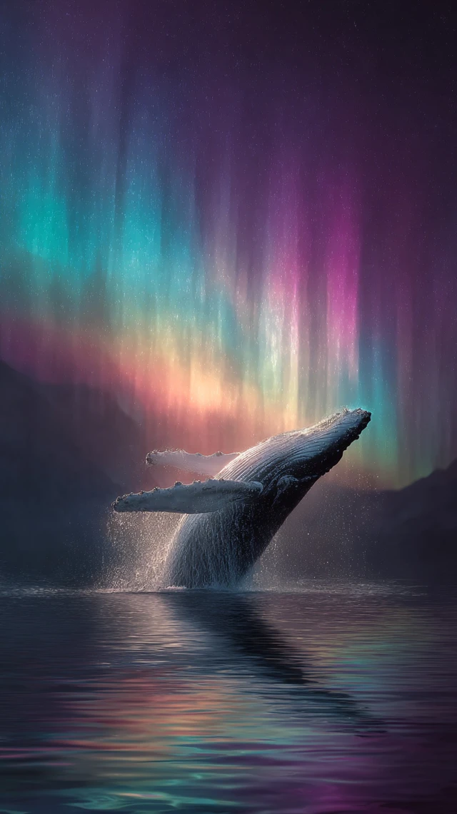 Whale and Northern Lights A Stunning Ocean View