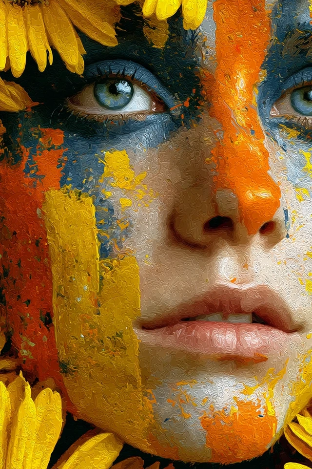 Woman with Flowers: Expressive Art