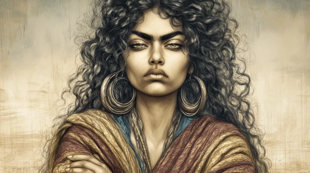 Young Indian Woman Drying Hair Illustration Art