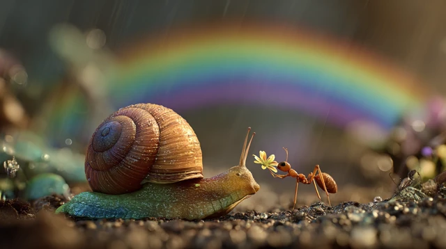 Snail and Ant Friendship Under a Rainbow