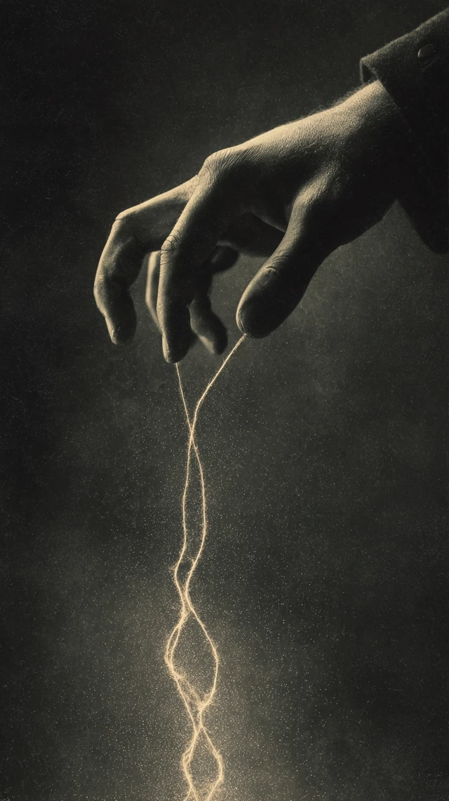 Restoration Hand Reaching Glowing Threads Vintage Symbolism