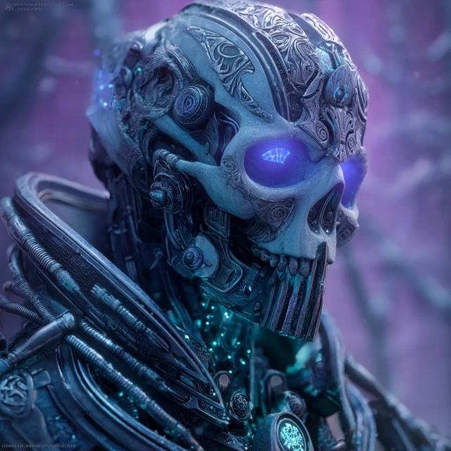 Cyberpunk Undead Knight with Cybernetic Eyes