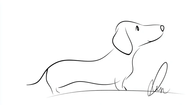 Minimalist Dachshund Line Drawing Black and White Vector