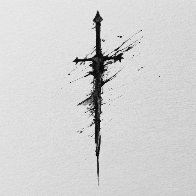 Ink Drawing Sword Dark Style Destroyed Tattoo Art