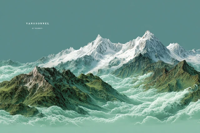 Vansonel Logo Design Andes Mountains Line Art