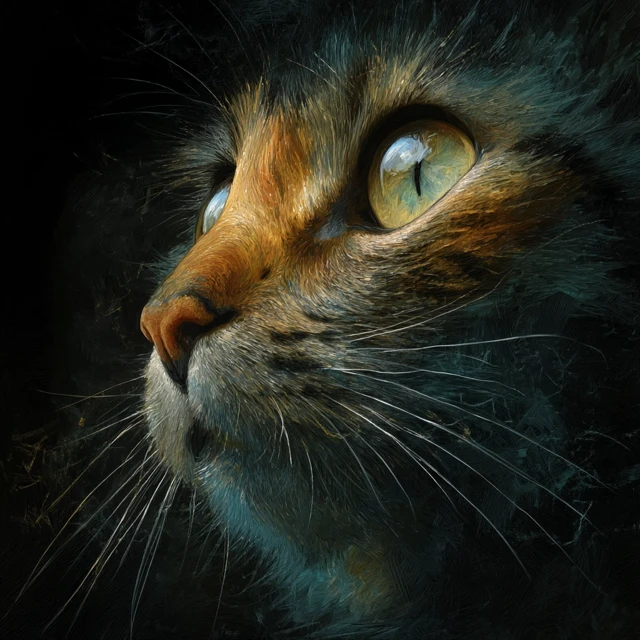 Cat Profile Painting Beautiful Eye