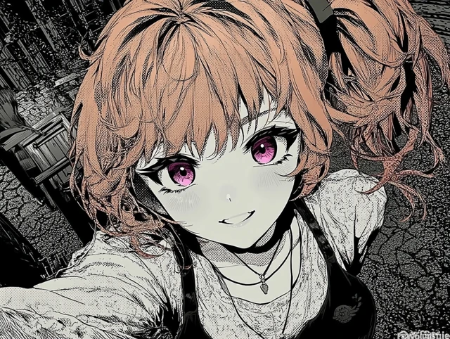 Smiling Anime Girl Orange Hair Golden Eyes