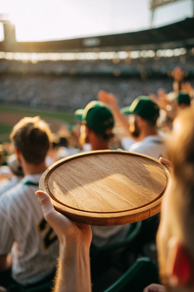 Baseball Game Cinematic Shot Empty Serving Board Fans
