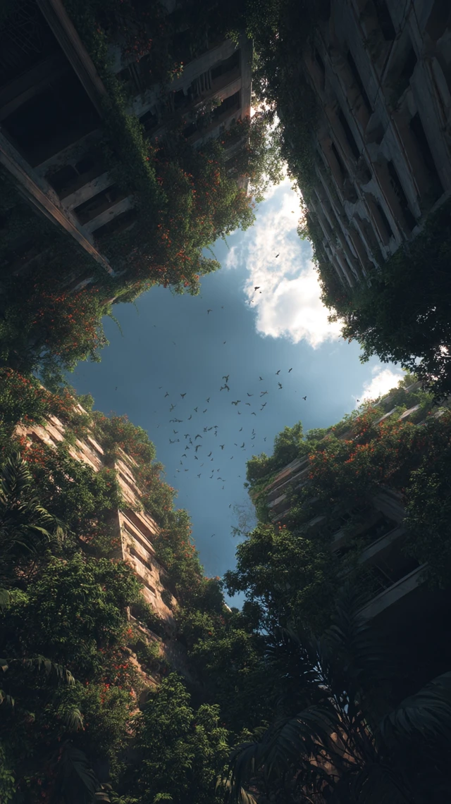 Post Apocalyptic City Overgrown by Nature